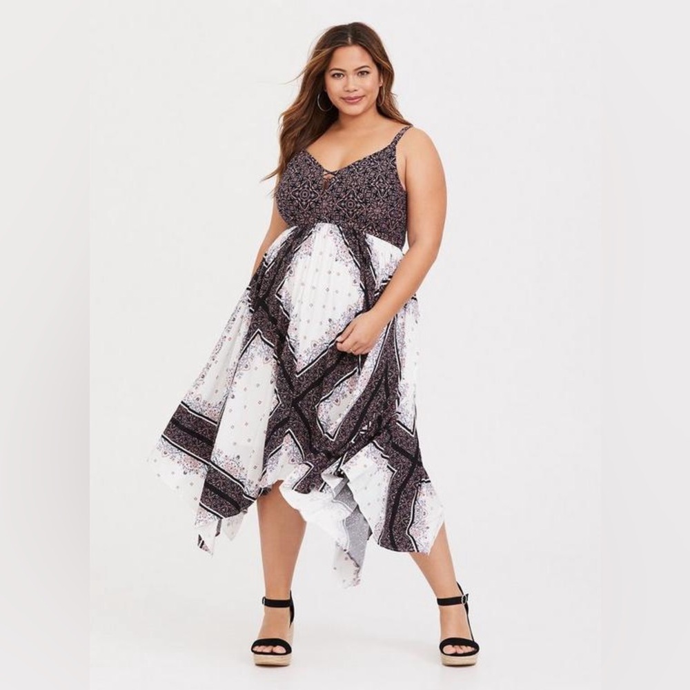 Torrid- Midi Challis Handkerchief Dress- Sz. L